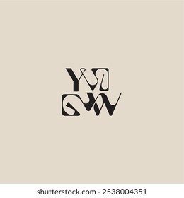 YW letter bold style and luxury concept curved typography monogram elegant initial logo