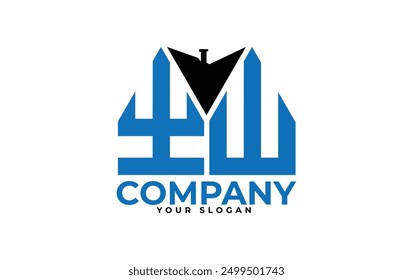 YW letter creative real estate vector logo design.
