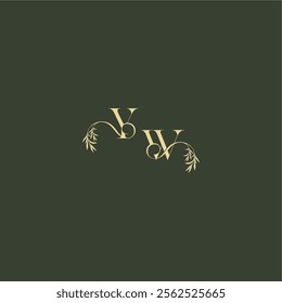 YW letter luxury wedding monogram organic leaf initial logo design concept