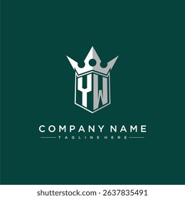 YW letter monogram initial logo for shield and crown design
