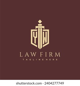 YW letter monogram for law firm with sword and shield logo image