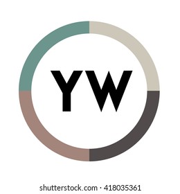 YW letters, four colors in abstract background logo, design identity in circle, alphabet letter