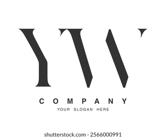 YW logo design. Initial letter y and w serif font style. Creative classic company name typography. Trendy logotype or identity. Vector illustration.