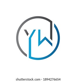 Plantilla de vectores de diseño de logotipo YW. Letra Círculo Inicial Ilustración del vector YW