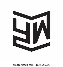 YW Logo Emblem Monogram With Shield Style Design Template Isolated On white Background
