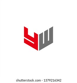 YW Logo Letter Initial With Red and Grey Colors