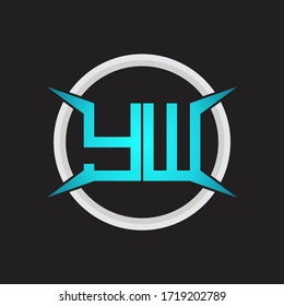 YW Logo monogram with circle and four taper shape design template