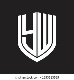 YW Logo monogram with emblem shield design isolated on black background