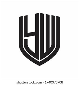 YW Logo monogram with emblem shield design isolated on white background