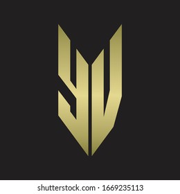 YW Logo monogram with emblem style isolated with gold colors