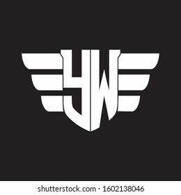 YW Logo monogram with emblem and wings element design template