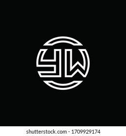 YW logo monogram with negative space circle rounded design template