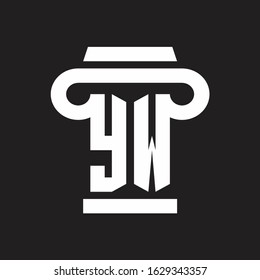 YW Logo monogram with pillar style design template