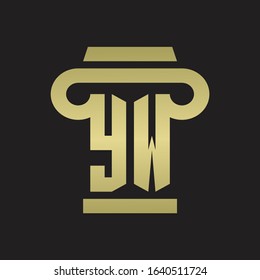 YW Logo monogram with pillar style design template with gold colors