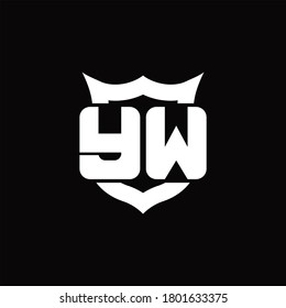 YW Logo monogram with shield around crown shape design template