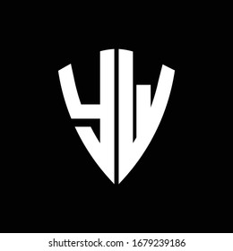 YW logo monogram with shield shape design template