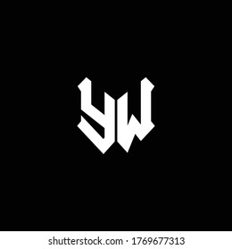 yw logo monogram with shield shape design template
