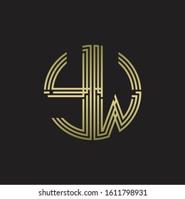 YW Logo monogram triple ribbon style line design template isolated with gold color