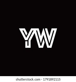 YW monogram logo with abstract line design template
