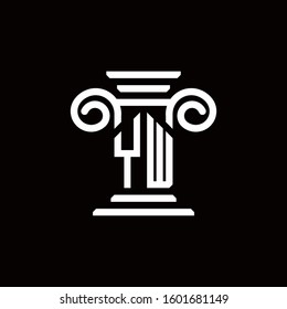 YW monogram logo with pillar style design template