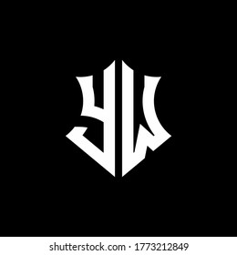 YW monogram logo with a sharp shield style design template