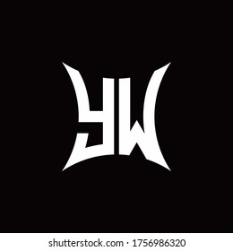 YW monogram logo with sharped shape design template isolated on black background