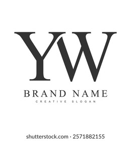 YW trendy logotype template. Initial letter y and w classic font style. Creative logo for company name or identity. Vector illustration.