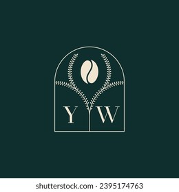 YW Unique and simple logo design combination of letters and coffee bean
