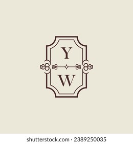 Logotipo inicial de boda vintage YW en un diseño profesional de alta calidad que se imprimirá en cualquier medio impreso
