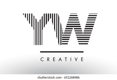 YW Y W Black and White Letter Logo Design with Vertical and Horizontal Lines.