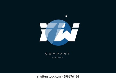 yw y w  blue circle dot big font alphabet company letter logo white design vector icon template 