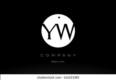 YW Y W simple black white circle background alphabet company logo design vector icon template