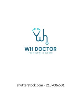 YWH or WH doctor logo design vector