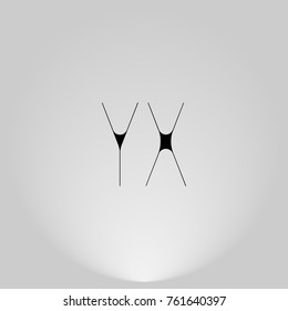 YX Black thin minimalist LOGO Design with Highlight on Gray background.