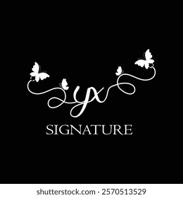 YX Handwritten initial letter, YX  simple signature vector logo with butterfly shape variation, beauty, photography letter logo design. Y X