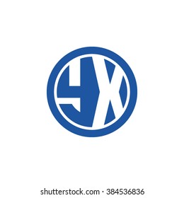 YX initial letters circle business logo blue