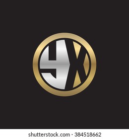 YX initial letters circle elegant logo golden silver black background