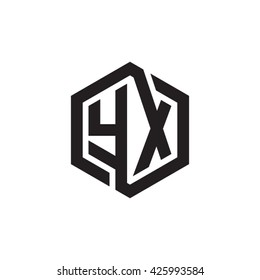 YX initial letters looping linked hexagon monogram logo