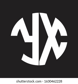 YX Initial Logo design Monogram Isolated on black and white