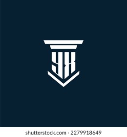 Jurista de logotipo de monograma inicial YX con diseño de hitos