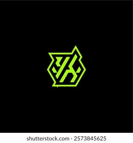 YX letter cool and dynamic monogram esport gaming initial logo design concept