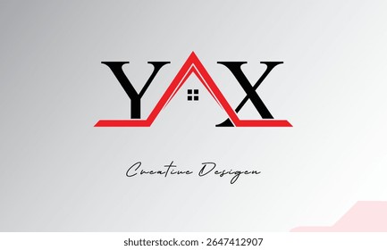 YX Letter House Logo – Creative Real Estate Monogram with Roof Icon and Home Shape for Property, Architecture and Modern Branding
