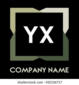YX letters business logo creative  icon design template elements in abstract background logo, design identity in square with four colors, modern alphabet letters