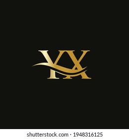 YX logo design. Initial Gold YX letter logo design with modern trendy