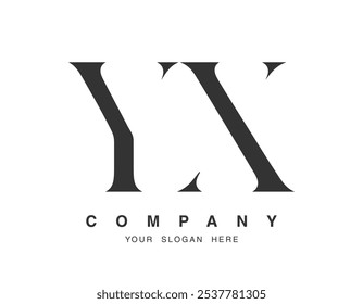 Design do logotipo YX. Estilo de fonte das letras iniciais y e x serif. Tipografia clássica do nome da empresa. Logotipo ou identidade da moda. Ilustração vetorial.