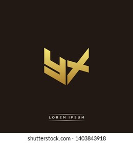 YX Logo Letter Initial Logo Designs Templete with Gold and Black Background
