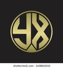 YX Logo monogram circle with piece ribbon style on gold colors