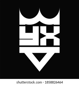 YX Logo monogram with crown shape isolated on Black background