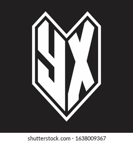 YX Logo monogram with emblem line style isolated on black background