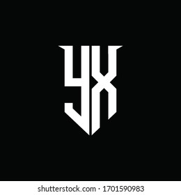 YX logo monogram with emblem shield style design template